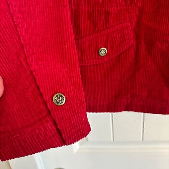 100% Cotton Christopher & Banks Bright Red Corduroy Button Jacket Long Sleeve M - Picture 3 of 10
